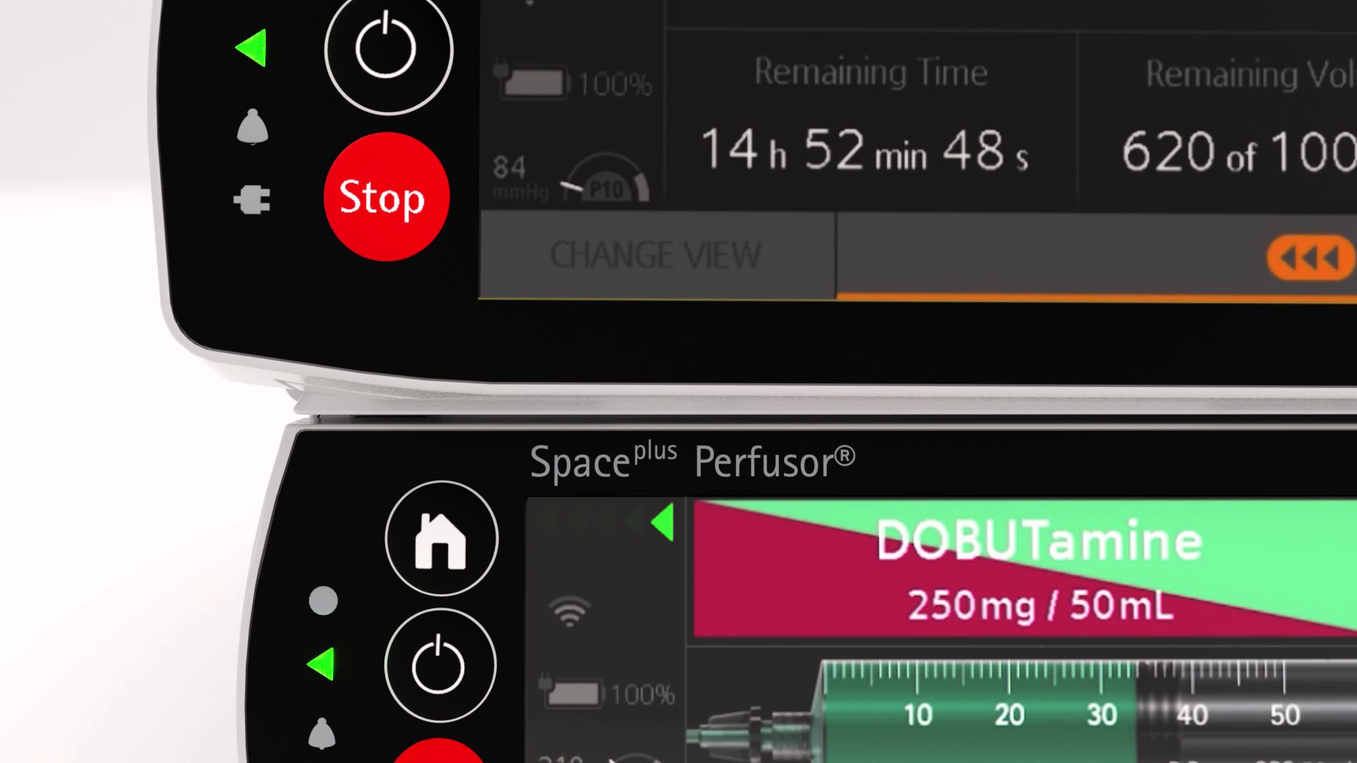 an image of the digital interface of the new B. Braun smart infusion system, Space Plus.